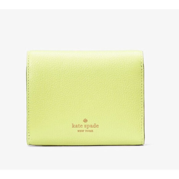 New Kate Spade Kayla Small L-Zip Wallet Leather Lime Slushy - Picture 3 of 3